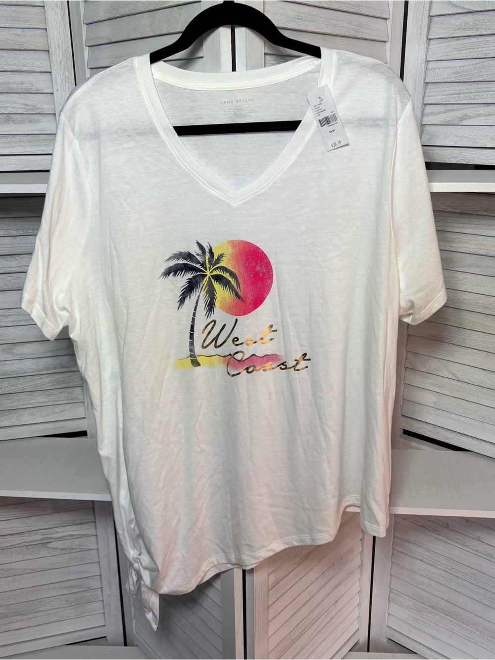 Lane Bryant West Coast Palm Tree Graphic Tee 18/20 NWT Side Tie